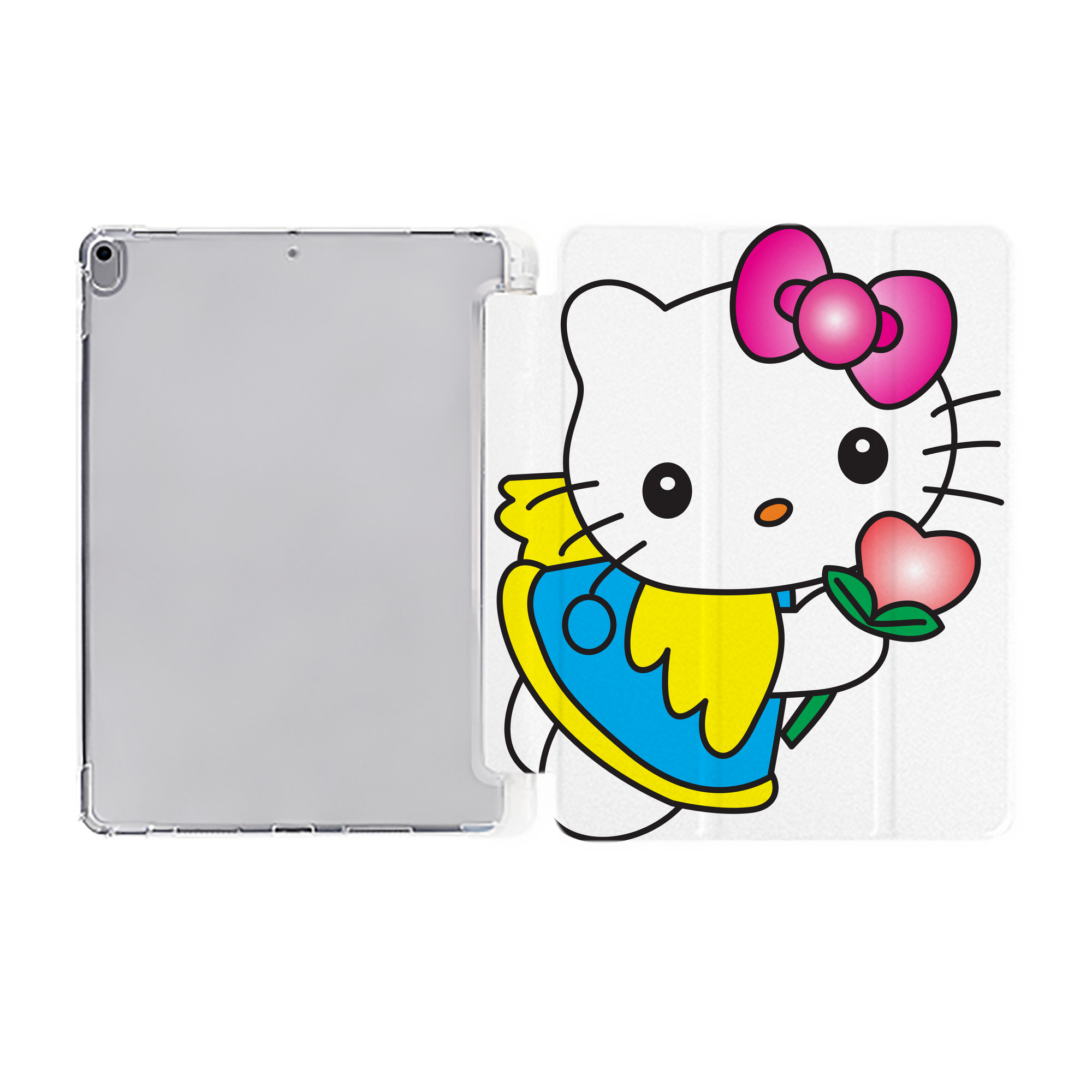 （画像用） Hello Kitty ハローキティ IPad ケース ペン収納付き 三つ折りスタンド PUレザー×シリコン 対応機種9.5/10.5/10.9インチ